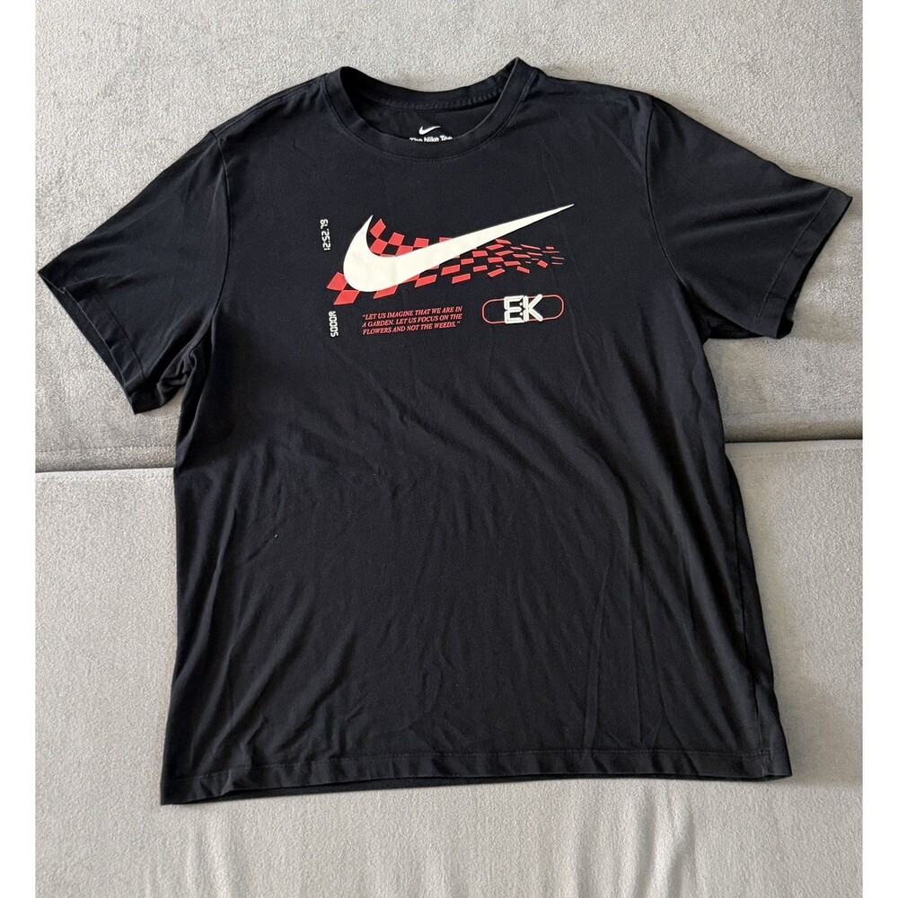 NIKE Spell Out T-shirt "Global Racing Tee" XL BLACK RED T-SHIRT